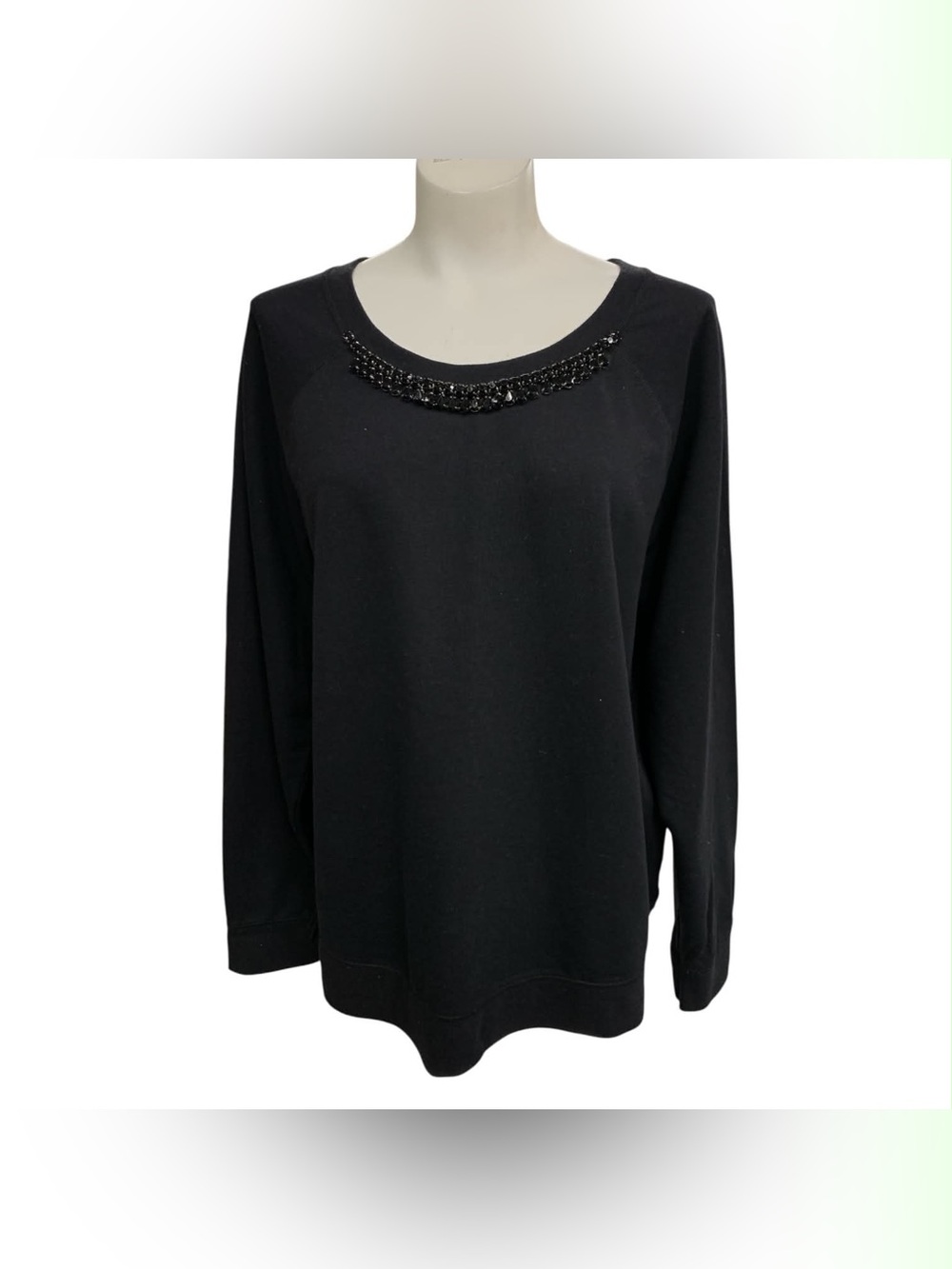 Old Navy Black Beaded Scoop Neck Sweatshirt Size XL